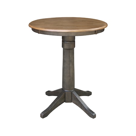 International Concepts Round 30 in Round Top Pedestal Table, 35.9 inH, Hickory/Washed Coal, 30 in W, 30 in L, 35.9 in H K45-30RT-27B-6B